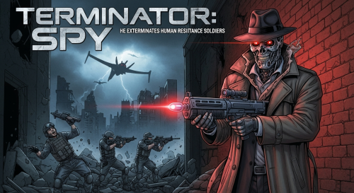 обложка терминатора лазутчика как он истребляет солдат сопротивления людей из игры Terminator: Resistance